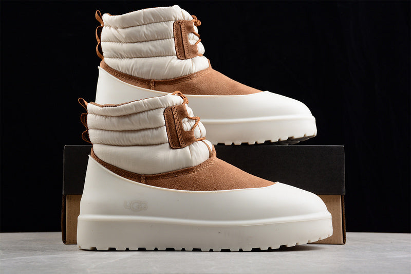 UGG Classic Mini Lace-Up Shoes [White/Brown/White]