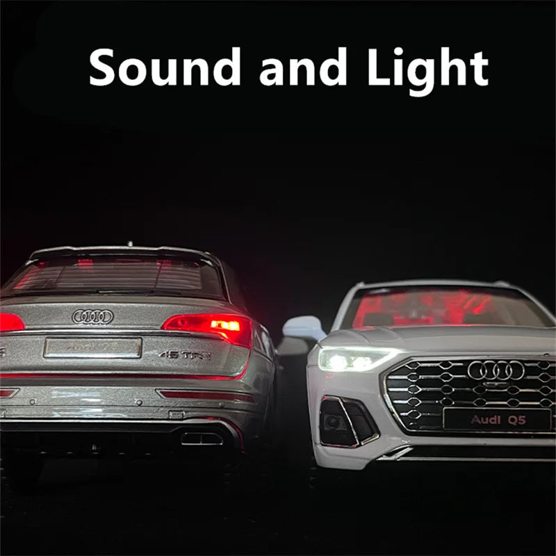 1:24 AUDI Q5 SUV Alloy Car Model Diecasts Metal Toy Vehicles Car Model High Simulation Sound Light Collection Childrens Toy Gift