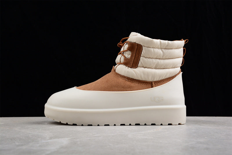 UGG Classic Mini Lace-Up Shoes [White/Brown/White]