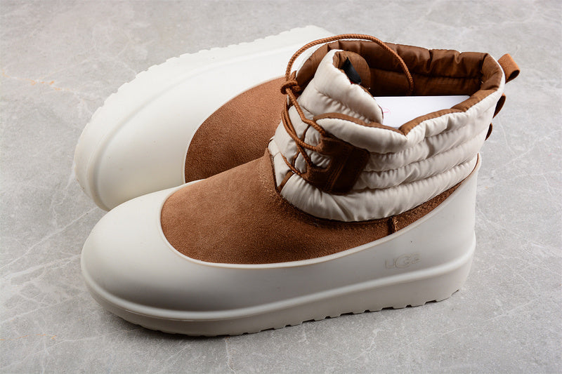 UGG Classic Mini Lace-Up Shoes [White/Brown/White]